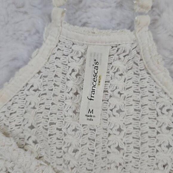 Francesca's White Crochet Swim Cover Up Honeymoon Womens Medium - Picture 3 of 8